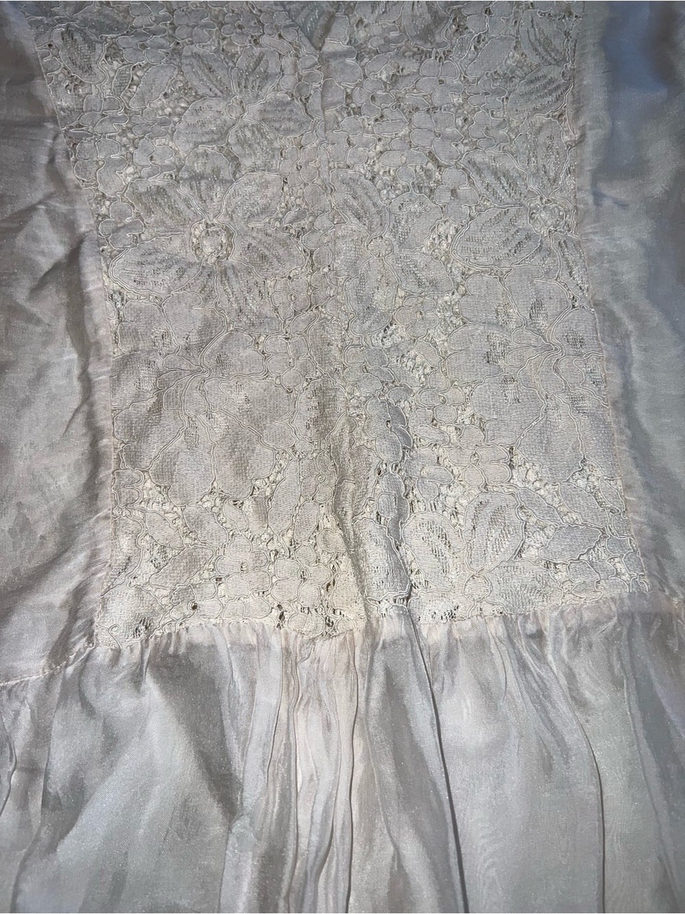 Off White Silk Lace Peasant Blouse - Women's Elegant V-Neck Top - Picture 10 of 15